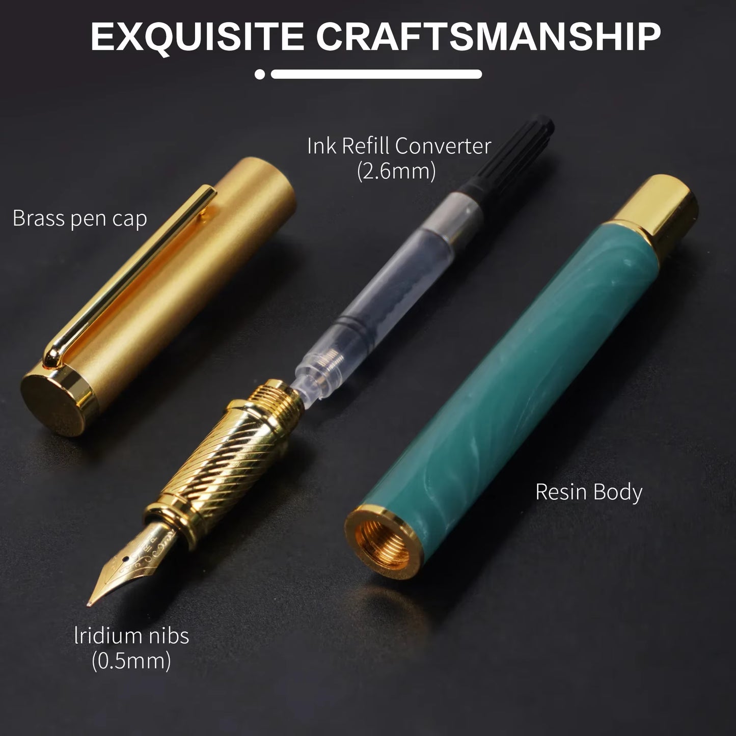 Resin Fountain Pen Set Medium Nib 15Ml Ink Gift Box Smooth Writing Calligraphy