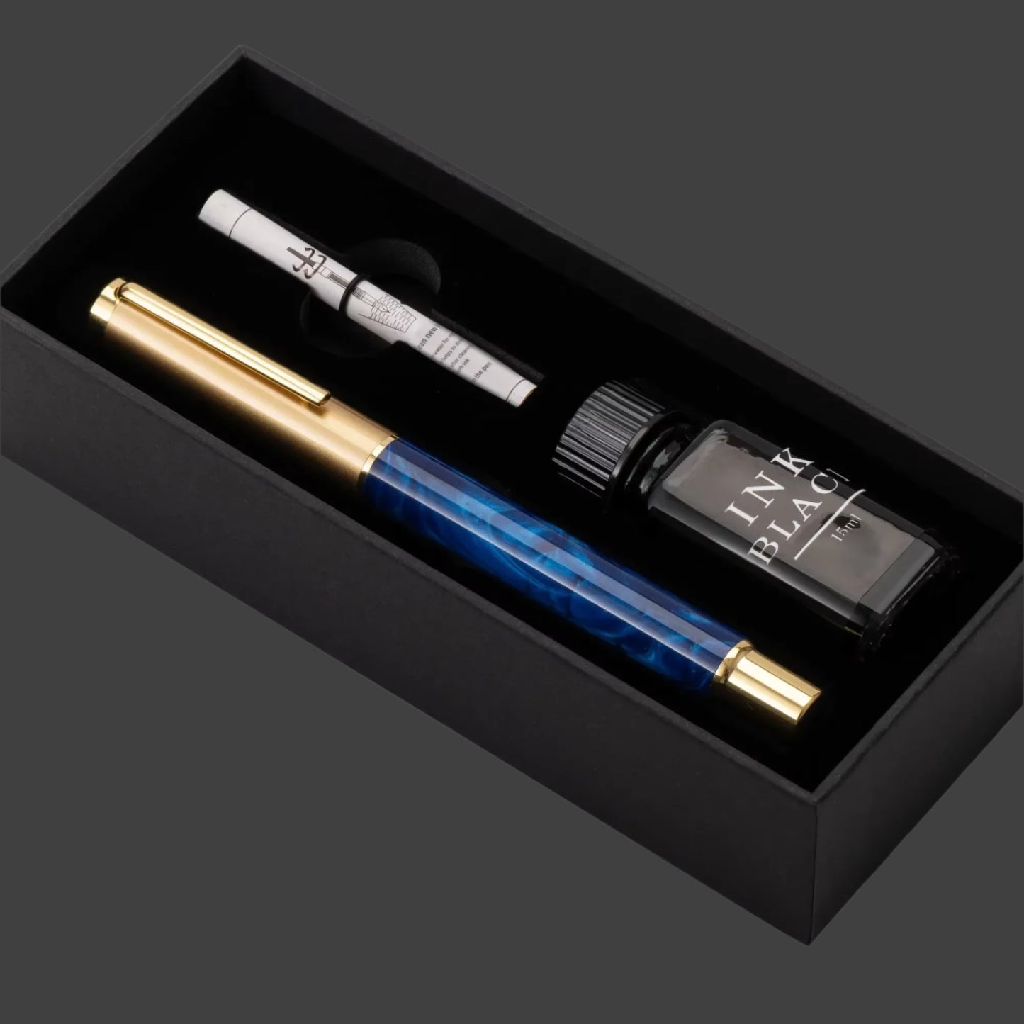 Resin Fountain Pen Set Medium Nib 15Ml Ink Gift Box Smooth Writing Calligraphy